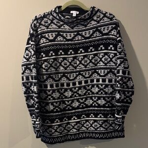 J. Jill Black and White Patterned Sweater size L